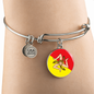 Sicilian Flag With Circle Charm Bangle in Gold & Stainless Steel