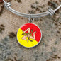 Sicilian Flag With Circle Charm Bangle in Gold & Stainless Steel