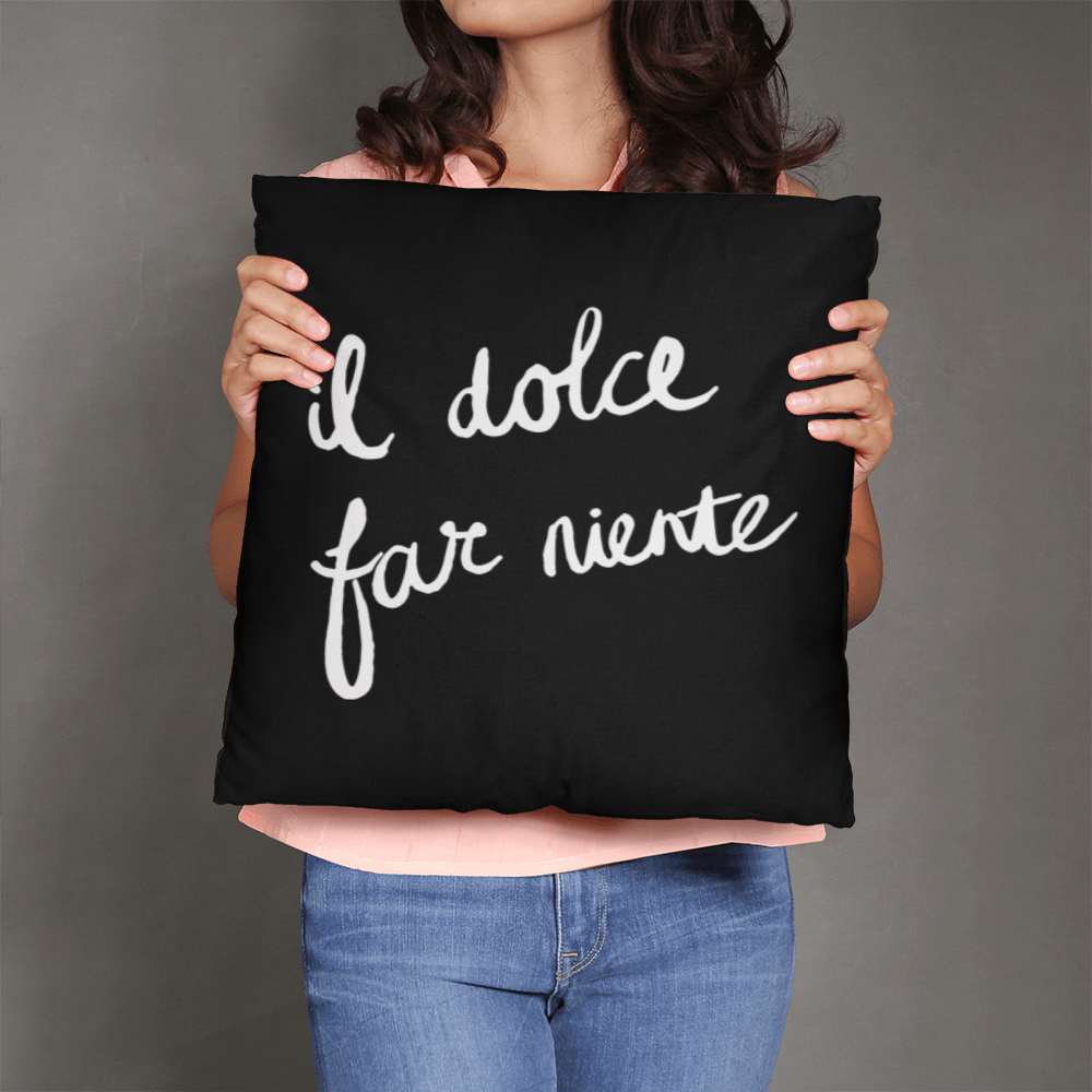 Sweetness of Doing Nothing Throw Pillow Cover with Insert - Black SO