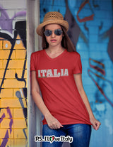 Italian Shirts- Women’s Italy V-Neck T-Shirt Style with Italia Design