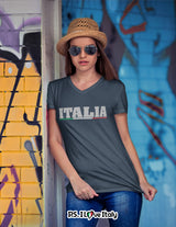 Italian Shirts- Women’s Italy V-Neck T-Shirt Style with Italia Design