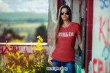 Italian Shirts- Women’s Italy V-Neck T-Shirt Style with Italia Design