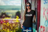 Italian Shirts- Women’s Italy V-Neck T-Shirt Style with Italia Design