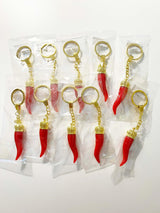 Italian Horn Keychain - Red with Gold Chain