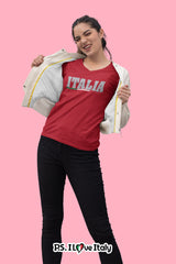 Italian Shirts- Women’s Italy V-Neck T-Shirt Style with Italia Design