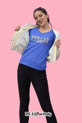 Italian Shirts- Women’s Italy V-Neck T-Shirt Style with Italia Design