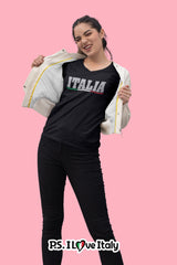 Italian Shirts- Women’s Italy V-Neck T-Shirt Style with Italia Design