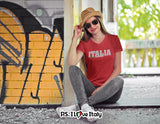 Italian Shirts- Women’s Italy V-Neck T-Shirt Style with Italia Design