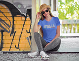 Italian Shirts- Women’s Italy V-Neck T-Shirt Style with Italia Design