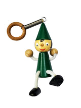 Bouncing Wooden Pinocchio Ornament with Spring - Green - SALE