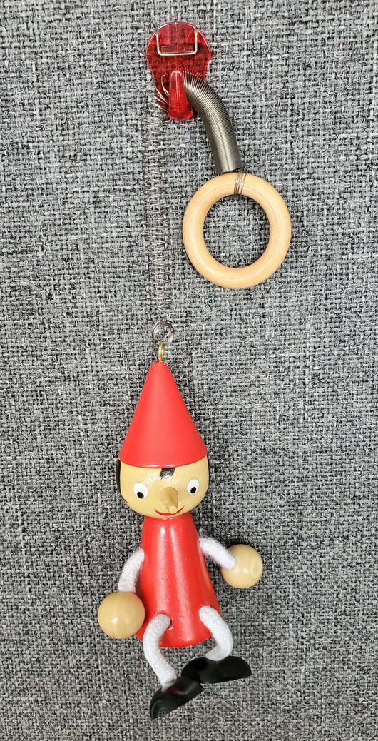 Bouncing Wooden Pinocchio Ornament with Spring - Red P.S. I Love Italy Bouncing Wooden Pinocchio Ornament with Spring - Red P.S. I Love Italy