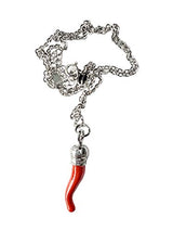 Italian Red Horn Necklace - Silver Cornicello Good Luck Pendant with Sterling Silver Chain
