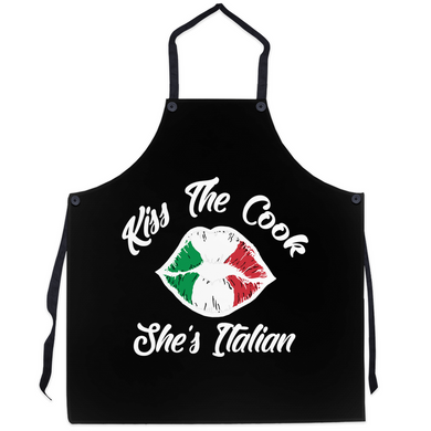 Kiss the Cook She's Italian Apron in Black II