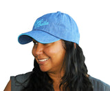 Ciao Bella Denim Baseball Cap with Blue Embroidery