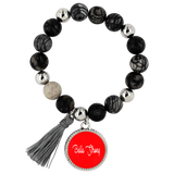 Bella Strong Lyric Style Bracelet with Natural Onyx and Dragon Vein Stone Beads