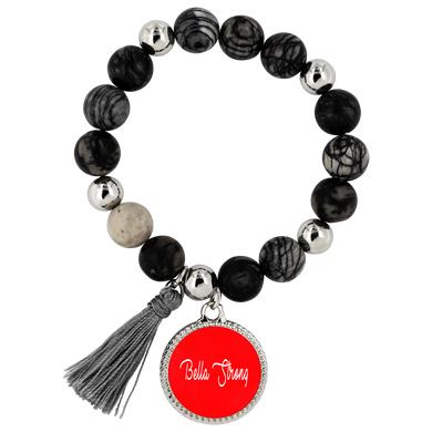 Bella Strong Lyric Style Bracelet with Natural Onyx and Dragon Vein Stone Beads