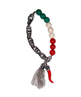 Italy Themed Silver Stone Beaded Bracelet