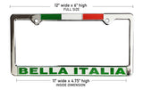 Bella Italia Italian License Plate Silver Frame with Flag