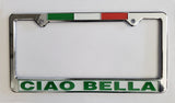 Ciao Bella License Plate Silver Frame with Flag