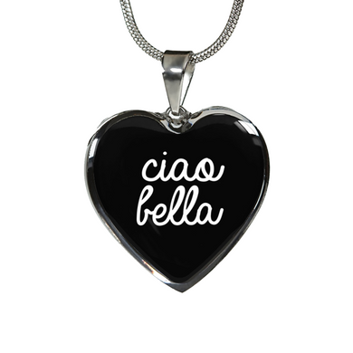 Ciao Bella with Black Heart Pendant Necklace
