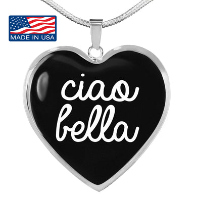Ciao Bella with Black Heart Pendant Necklace in Gold & Stainless Steel