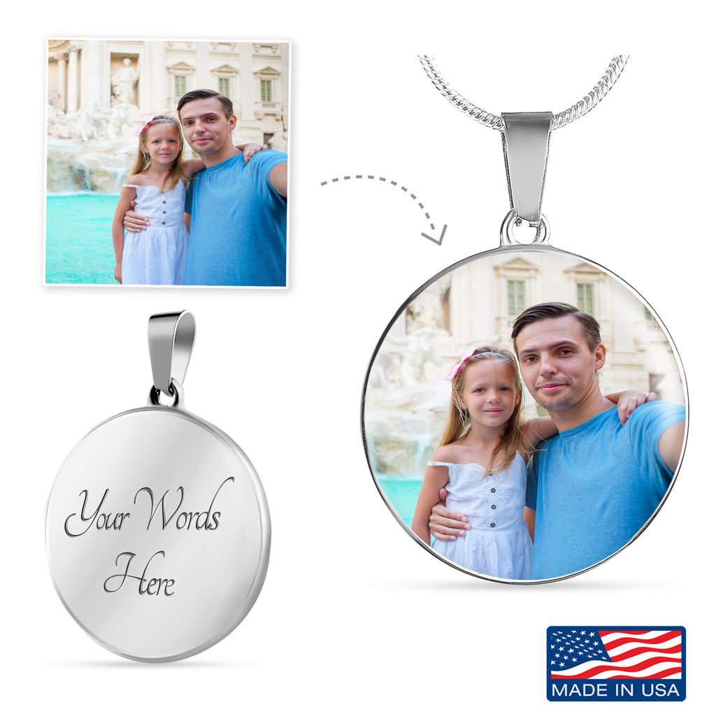 Custom Photo Silver Circle Necklace – P.S. I Love Italy