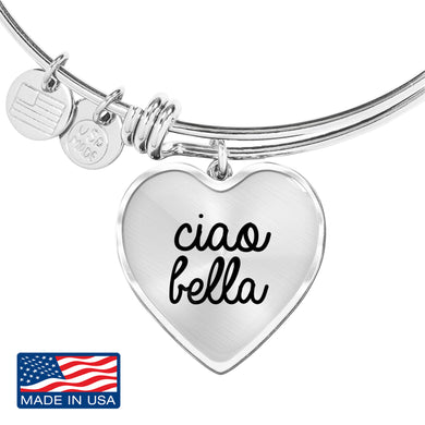 Ciao Bella with Heart Charm Bangle in Gold & Silver option