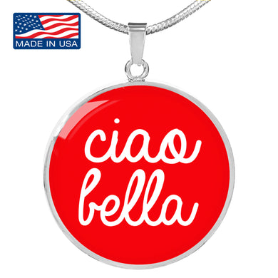 Ciao Bella with Red Circle Pendant Necklace in Gold & Stainless Steel