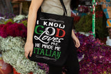 God Made Me Italian Tote Bag -  Black