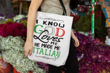 God Made Me Italian Tote Bag -  White