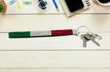 Italian Flag Jeweled Keychain