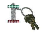 Italian Flag Jeweled Letter "I" Keychain -SALE