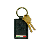 Ciao Bella Keychain - Black Embossed Leather with Flag