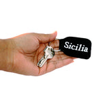 Sicilia Keychain - Black Embroidered with Flag on Back