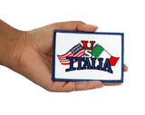 US Italia Flags Iron On Patch (White)