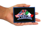 US Italia Flags Iron On Patch (Black)