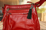 Italian Flag Jeweled “I” Keychain with Black Leather Tassel