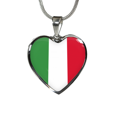 Italian Flag with Heart Pendant Necklace