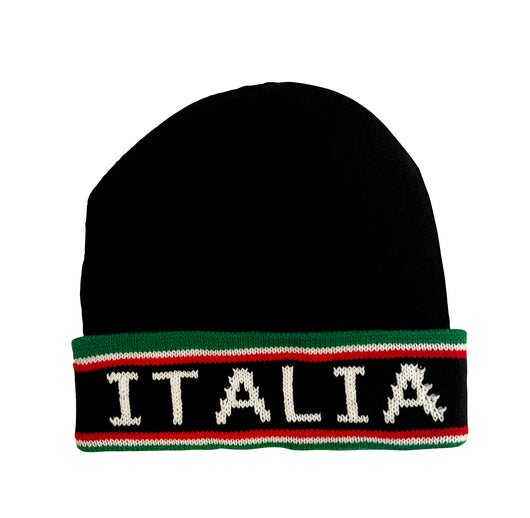 Black Italia Knit Ski Cap