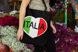 Italia Heart Tote Bag - Black