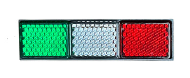 Tri-color LED light panel featuring green, white, and red illuminated sections with a textured prism surface for enhanced brightness and visibility. Ideal for decorative lighting, cultural displays, or Italian-themed retail environments