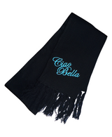 Ciao Bella Black Italian Scarf with Blue Embroidery