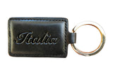 Italia Keychain - Black Embossed Leather