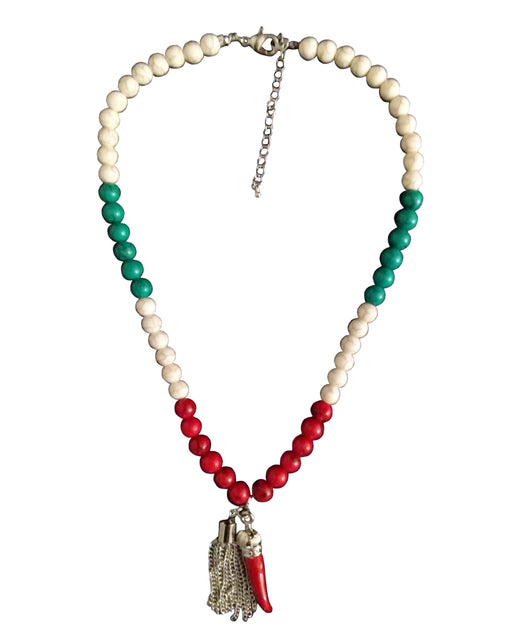 Italy Themed Silver Stone Beaded Necklace