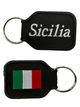 Sicilia Keychain - Black Embroidered with Flag on Back