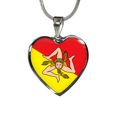 Sicilian Flag with Heart Pendant Necklace