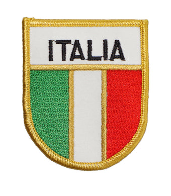 Italia Flag Shield Iron On Patch