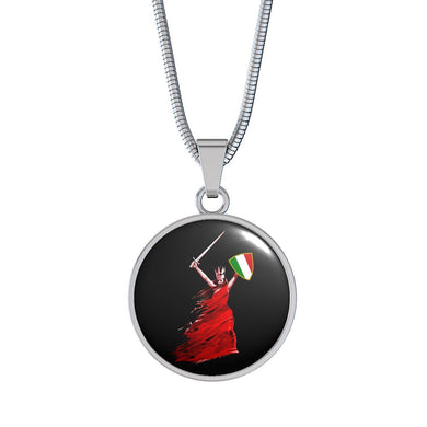 Italian Woman Warrior with Circle Pendant Necklace