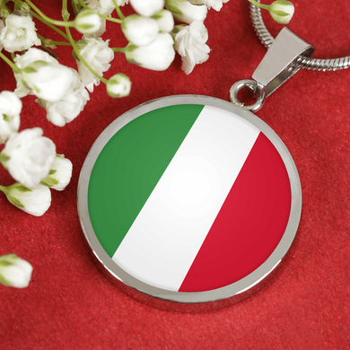 Italian Flag With Circle Pendant Necklace