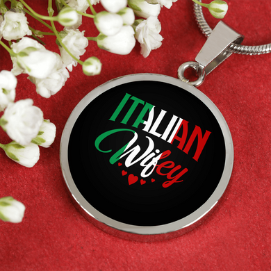 Italian Wifey With Circle Pendant Necklace